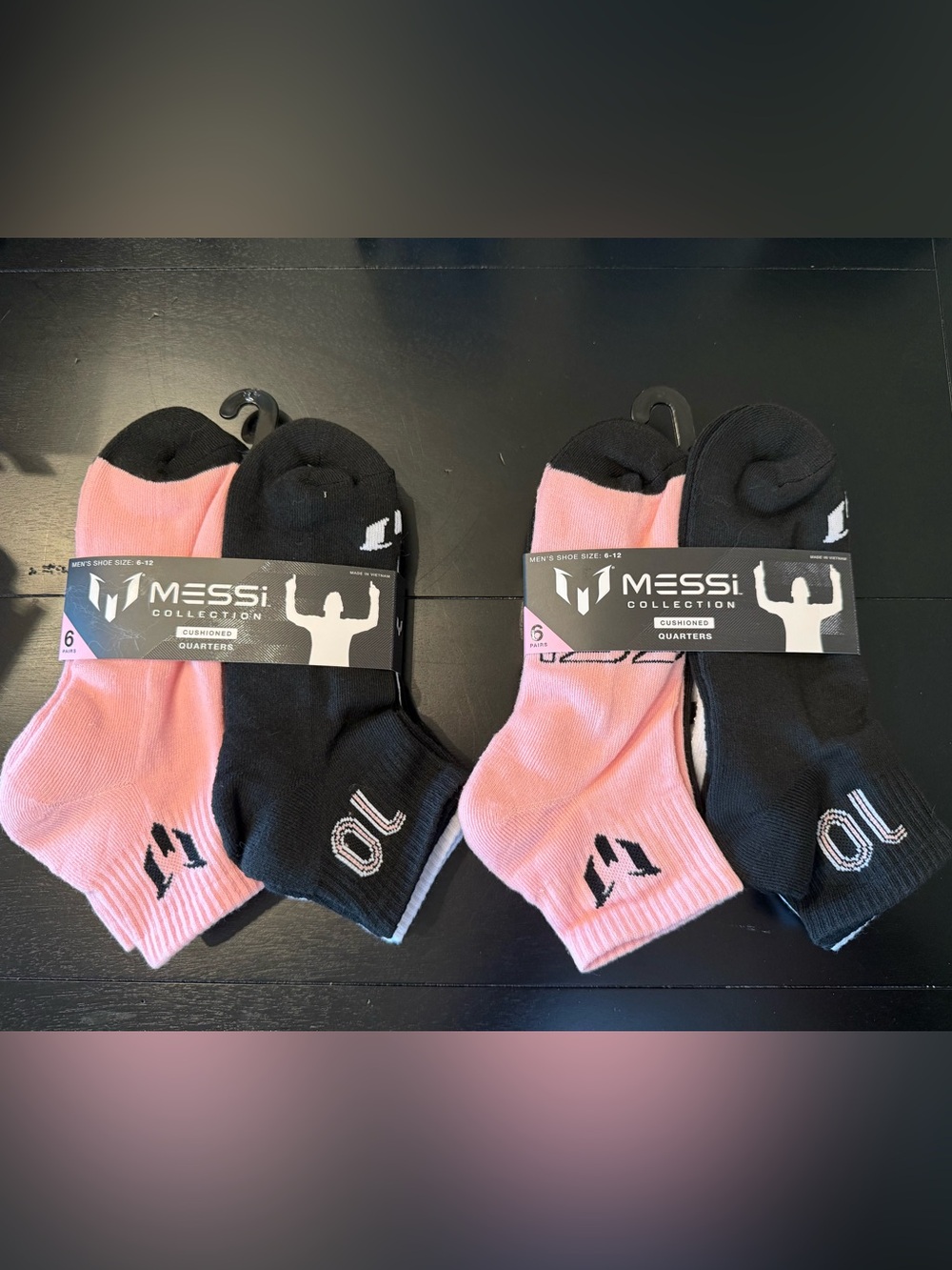 Messi Collection FIFA World Cup soccer‎ Quarter Socks 6-Pack Pink/Black NWT